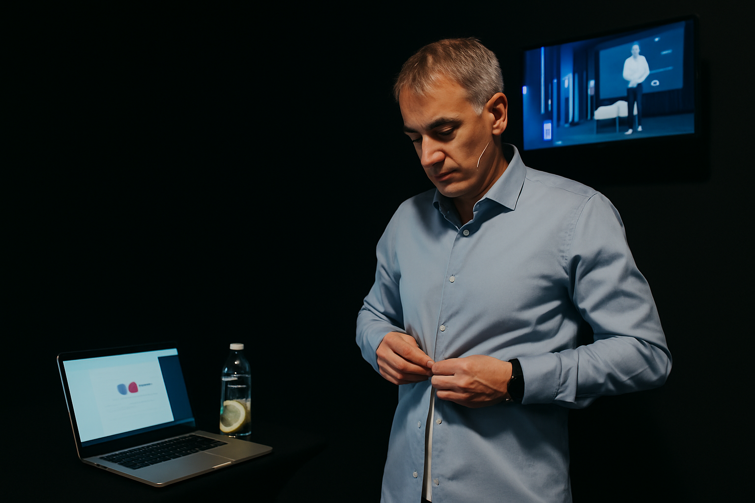 Predavač se priprema u backstageu